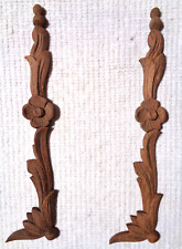 Original um 1900 Holz Applikationen Zierteile Paar Eiche floral  antik 25cm  #2