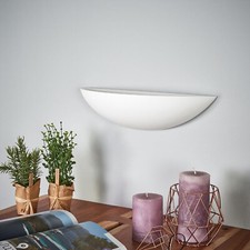 Lindby Gips Wandlampe weiß, bemalbar indirektes Licht 92cm