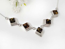 Bernstein Kette Silber 925