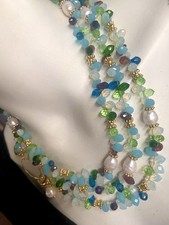 Designer Kette Kristalle Barock Perlen Merano Glas Wickelkette Unikat