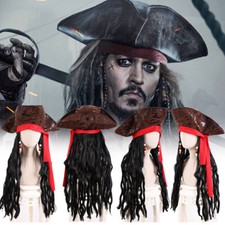 Piratenhut braun mit dreadlock - piratenhut,