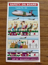 Safety Card Air Via Bulgarian Airways Tupolev TU-154