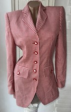 Laurenza by Renzo Blazer rot Creme Long Sakko Damen Hahnentritt 36 51% Wolle