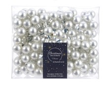 144 Weihnachtskugeln am Draht Glas 2cm mini Spiegelbeeren zum Basteln silber