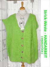 HANDARBEIT - STRICKWESTE - Einzelstück -  KIWI GRÜN - 52 54 56 58 + Kuschelgarn