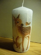 Deko Kerze - Tiere Rehkitz Vögel Hase Fuchs Winter Wald Bäume Freundschaft Liebe