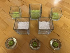 5 viereckige & 3 runde Glas