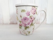 Teetasse Teebecher Rosen Rosa Landhaus mit Deckel und Sieb 300 ml