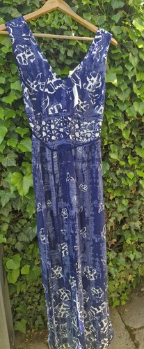 Sommerkleid lang blau mit - h&m,