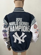 ⭐MLB Yankees 27X Herren Bomberjacke Blau/Weiß Gr. L Neu LA25Z427