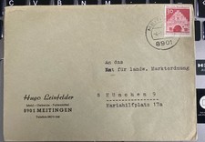 Brief von Hugo Leinfelder Mehl- Getreide- Futtermittel. 8901 Meitingen . 1968