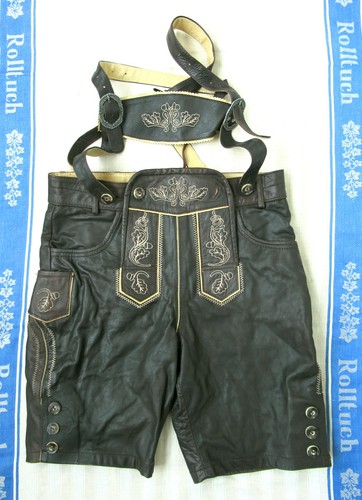 Bestickte braune lederhose - bestickte,