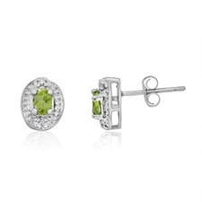 LXR 14k Weißgold Peridot Ohrringe mit Diamanten 0.18 ct