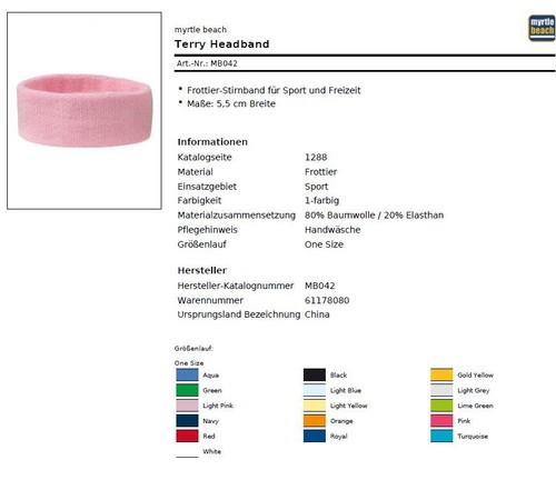 Schweißstirnband 5cm breit - 5,5cm,