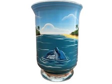 Leuchtglas DELFINE Insel Meer Teelicht Windlicht Dekolicht Tischlicht Votivlicht