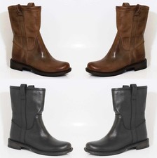 ITALY DAMEN Ovye echt LEDER STIEFEL Stiefeletten Schuhe Ankle Boots Biker Reise