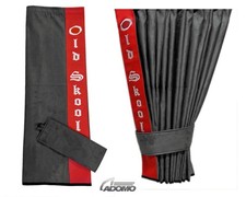 LKW Gardinen für VOLVO FH Aero FH5 grau rot Kante Kunstleder old skool