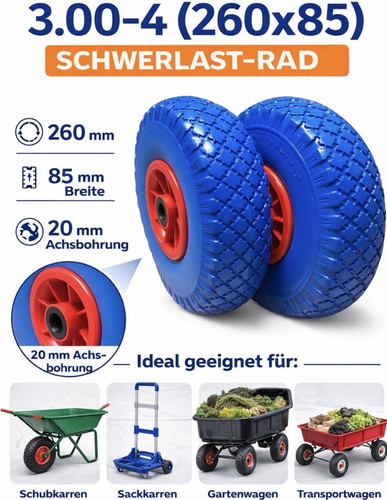 Rad 260mm sackkarrenrad - 2x,