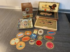 Glasschale mit Zigarrenbanderolen Zigarrenkisten