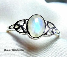 Mondstein Ring 925 Sterling Silber Gr. 50 - 69 keltischer Knoten Feen Elfenring