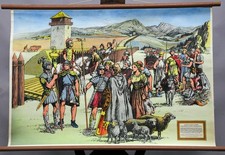 Vintage Retro Wandtafel Bild Poster Friedliches Leben Römer Grenzmauer Deutsche