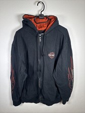 Harley Davidson Besticke Jacke Herren Xl Schwarz Mir Flammen Design Beidseitig