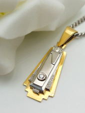 Brillant-Anhänger + Halskette - 585 Gelb-/Weiß-Gold + 950 Platin - 1 Brillant