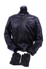 John Doe Motorrad Jacke Leder 3X-Large XXXL Schwarz + Replay Handschuhe Biker