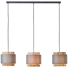 Hängelampe, 120x110cm, E27, Schirme aus Textil & Wasserhyazinthe, grau