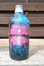 Handbemalte Flasche, Leuchtflasche, Dekoflasche, handmade, Upcycling