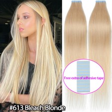 Tape In 100% Remy Echthaar Extensions Haarverlängerung Skin Weft 60Tressen Stück