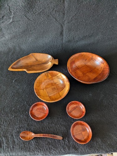 Vintage pressholz schalen set - vintage, schalen-set