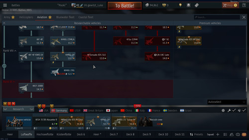War thunder account top - thunder, tier