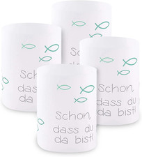 8 Stück Mini Windlicht Fisch Tischdeko Kommunion Konfirmation Taufe Türkis
