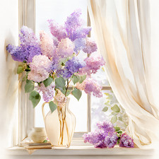Wandbild Fenster Blumen Vase