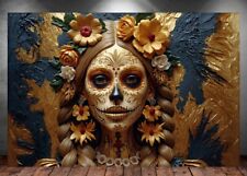 LEINWAND BILD ER XXL ABSTRAKT SKULL FRAU GESICHT DIA DE MUERTOS WAND POSTER P857