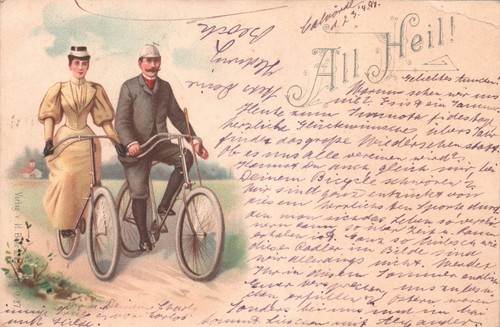 Werbung fahrrad mann - ak,