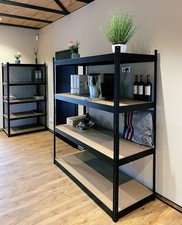 Schwerlastregal Schwarz | Extra Stabile Böden 9mm | Lagerregal Garage Werkstatt 