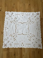 Spitzentischdecke Richelieu Mitteldecke weiß 80 x 80 Stickerei Tischdecke