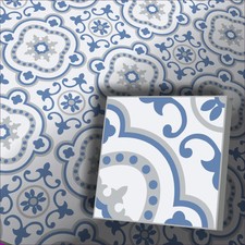 Zementfliese dekor radia blau - zementfliese,