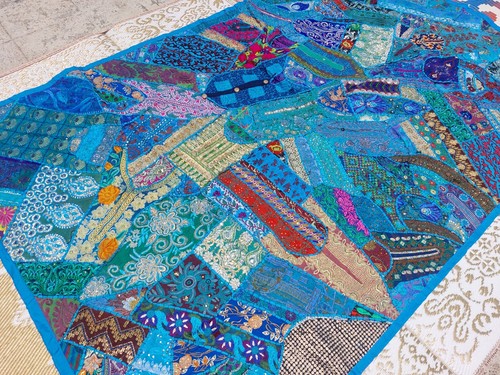 Tagesdecke patchwork blau - tagesdecke,