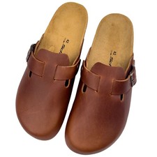 1Paar Herren Clogs aus Leder in braun | Hausschuhe Pantoletten Pantoffel Klogs