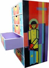 Kommode Shabby Chic handbemalt Avantgarde Holz Sperrholz Nachttisch Schubladen 