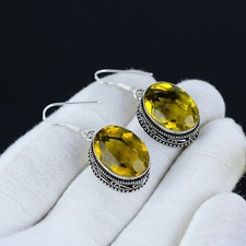 Citrin Edelstein Handgemacht 925 Sterlingsilber Ohrring Für Women,Geschenk für