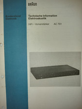 Braun Service Manual Reparaturanleitung Schaltplan Vorverstärker AC 701