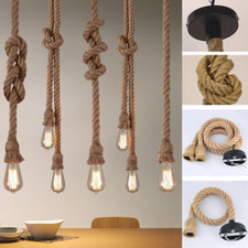 Vintage Hanfseil Pendelleuchte Hängelampe Retro Deckenlampe Industrielampe E27