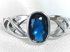 RING 925 Sterling SILBER Edelstein SAPHIR cz. blau oval Gr. 17, 18, 19 edel
