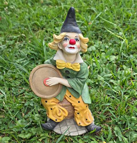 Gartenfigur clown sitzend - gartenfigur,