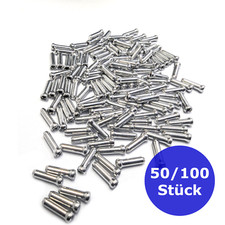 50 / 100 Aluminium Quetschhülsen Bowdenzug Endkappen Bremszug Schaltzug Fahrrad