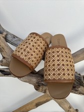 St.Agni Rattan Pantoletten Sandalen Slides Slip On Braun Leder Ibiza Schuhe Cos